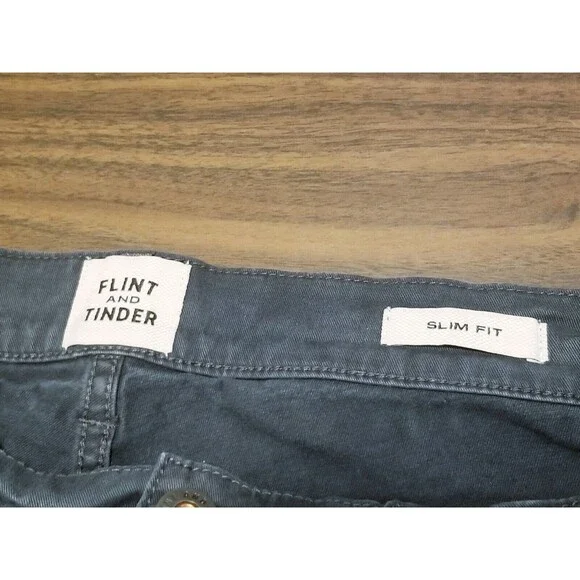 Flint & Tinder Pants Men 34x32 Slim Fit Gray 5-Pocket Straight Stretch (34x30.5) - Picture 5 of 7